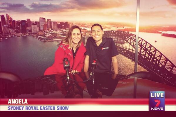 angezoric's tweet image. Who said we can't be news reporters? @Jas_Hk we're killing it haha #7Live #EasterShow