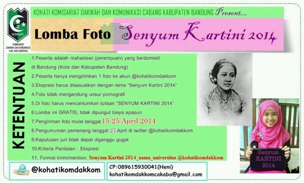 (Ketentuan)LOMBA FOTO "SENYUM KARTINI 2014"u/Mahasiswi se-Bandung(kab&amp;kota),info <a href="/kohatikomdakkom/">kohatikomdakkom</a>|| <a href="/HMI_ITT/">HmI IT Telkom</a>
