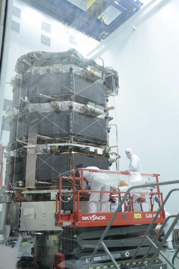 Got a peek at <a href="/NASA_MMS/">NASA MMS #MagRecon</a> at <a href="/NASAGoddard/">NASA Goddard</a>. Next stop on its journey is a vibration test.