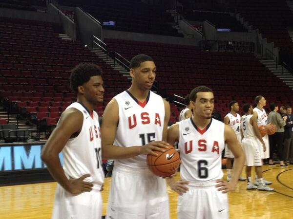 BlueDevilFamily's tweet image. Our boys reppin' for team USA  at the nike hoop summit tourney! @BigJah22 @Tyusjones06 @Chief_Justise
