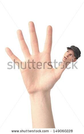 stockfinds's tweet photo. A female hand with a surprised face on the thumb http://t.co/pLtr70DMWm