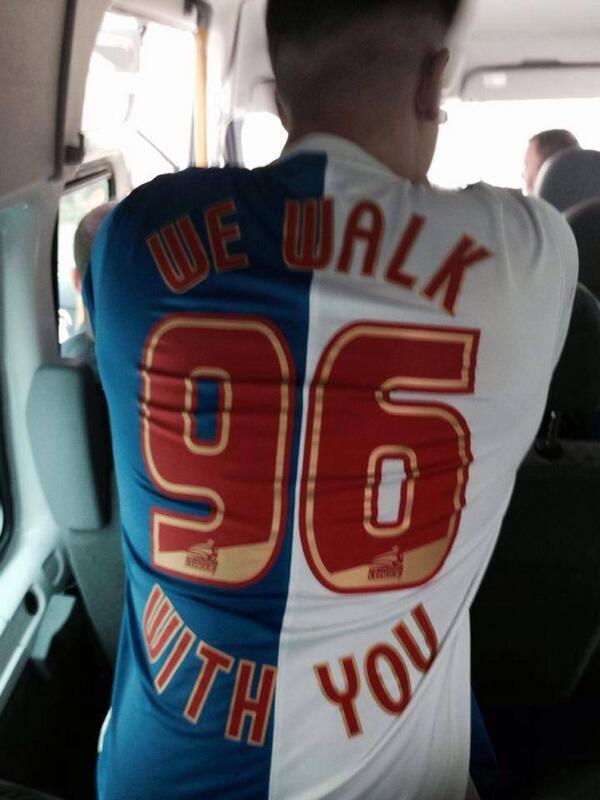 Awaydays23's tweet photo. A Blackburn Rovers fan En Route to Sheffield Wednesday yesterday #JFT96 #BRFC #YNWA http://t.co/ND2YLc8Lz0