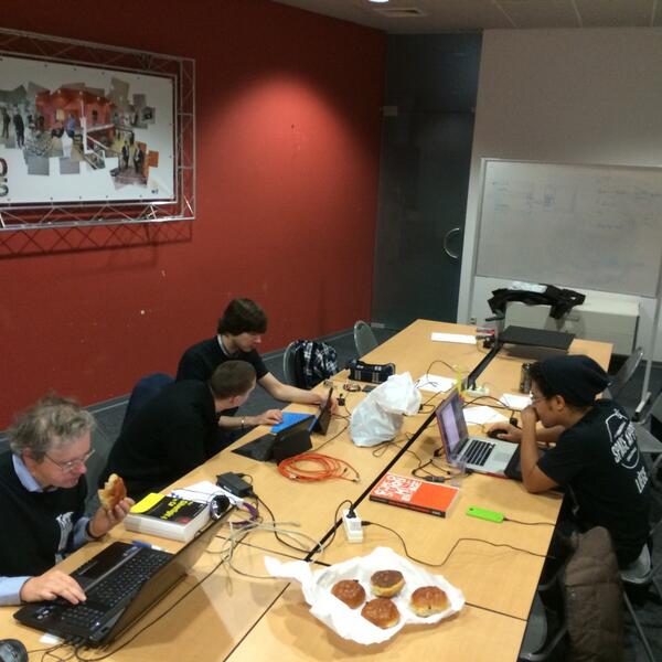 spaceappsbe's tweet image. #breakfast at #spaceapps #liege - Teams are already coding!