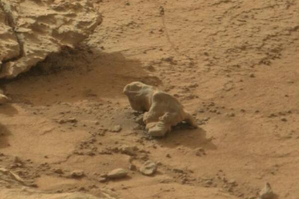 weathernetwork's tweet photo. Does this Martian rock look like a lizard to you? Read about six weird things found on Mars: http://t.co/yQI7Hz7qJf http://t.co/C2y2wTSZ52