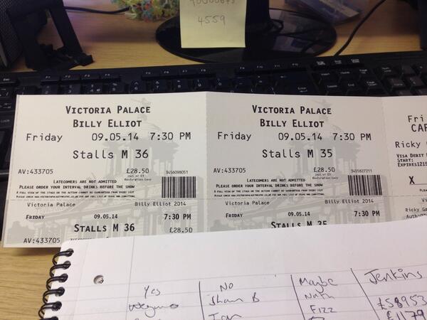 Looking forward to seeing #BillyElliot at the <a href="/VictoriaPalace/">Victoria Palace</a> in May