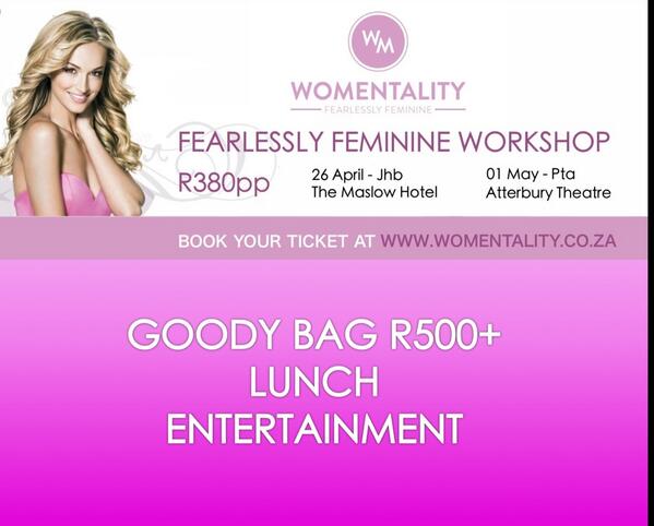 2 weeks until our first workshop.Have you booked your seat at womentality.co.za
Book now limited seats available