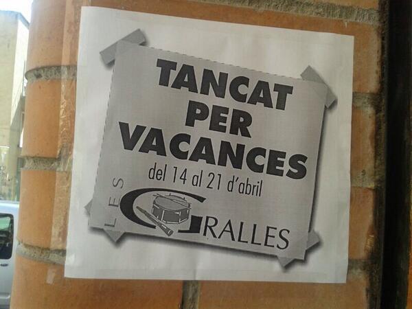 lesgralles's tweet photo. Del 14 al 21 d'abril #vacances http://t.co/dwoSewS9md