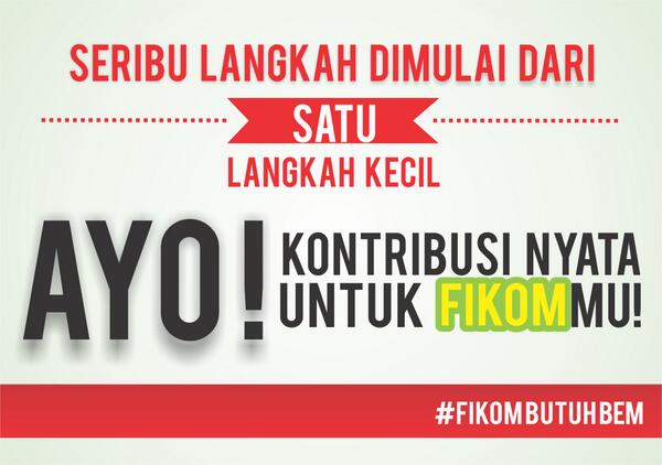 Untuk masa depan Fikom yang lebih baik, ayo kontribusi! :) <a href="/anakFIKOMsukses/">AnakKece FIKOM UNPAD</a> <a href="/FikomSatu/">fikom satu</a> #FikomButuhBEM