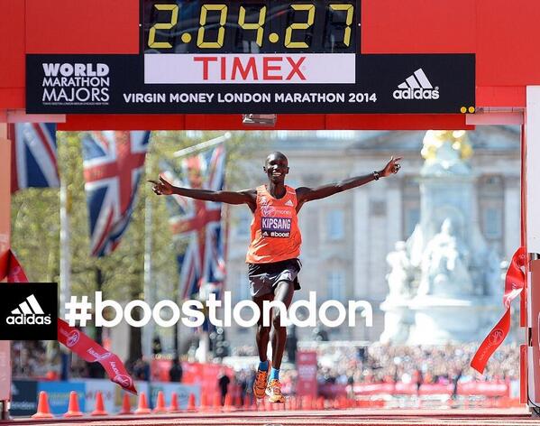 adidas on Twitter: "We gave @Kipsang_2_03_23 an inch of #boost. He took  26.2 miles. New course record to beat: 2:04:27. #boostLondon  http://t.co/eo9vze88cI" / Twitter