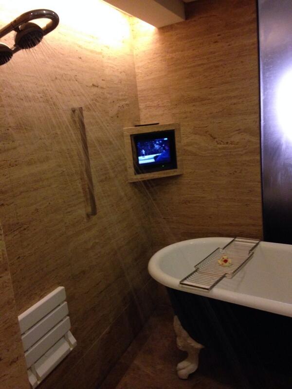 Watched TV IN the shower this AM...#justbecauseicould #fancyhotel #Beijing