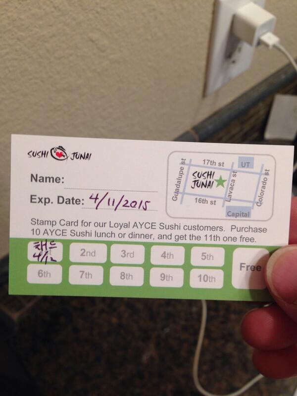 texascturtle's tweet image. All-you-can-eat sushi in central #austin Sushi Junai on Lavaca near Dog &amp;amp; Duck Pub. It's also #BYOB. And it's good.