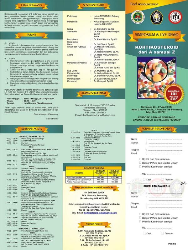 MDCweb's tweet photo. Simposium dan Live Demo Kortikosteroid dari A sampai Z.
Semarang, 26-27 April 2014.
Info at: http://t.co/Gne3s81RHh http://t.co/oKXoMP3AEt