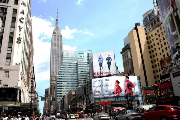 RunSmart1's tweet photo. If you're in NYC, check out our billboard on 34th and 7th! #runsmart #runwiththeworld #run #NYC #werunthistown http://t.co/Zjsb9UZmuO