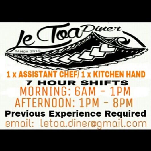 letoadiner's tweet image. 1x Assistant Chef
1x Kitchen Hand 
Positions Available