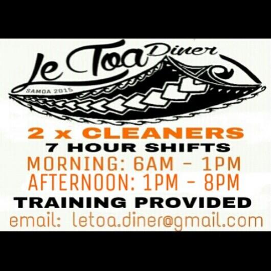 letoadiner's tweet image. 2 x Cleaners Needed. Two Positions Available