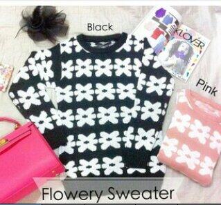 CollectionElv's tweet image. Flowery Sweater. 65k. Rajut Intersia. PIN ORDER 75F6BE75/ LINE nidakushina. Grab it now dear :-)♥ #Butikiklan
