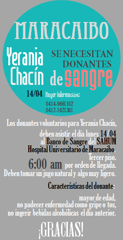 MajovillaDlobos's tweet photo. #URGENTE #Maracaibo #ServicioPúblico Se necesitan donantes de sangre para el lunes 14 de Abril. @YeraChacink RT. http://t.co/iUEZvWuQfH"