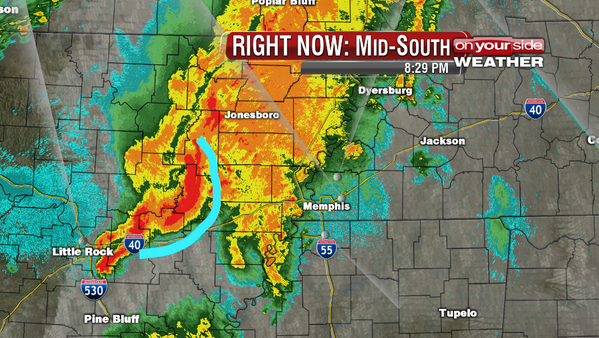 AOnek_WREG3's tweet image. Storms just outs of the #WREG @3onyourside area displaying some signs of #bowecho / damaging winds. #staytuned