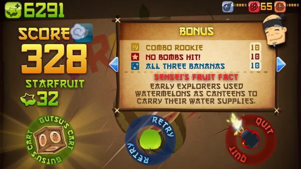ProGradeDesign's tweet image. I scored 328 points in Fruit Ninja's Arcade Mode for iPhone! bit.ly/s28E3O