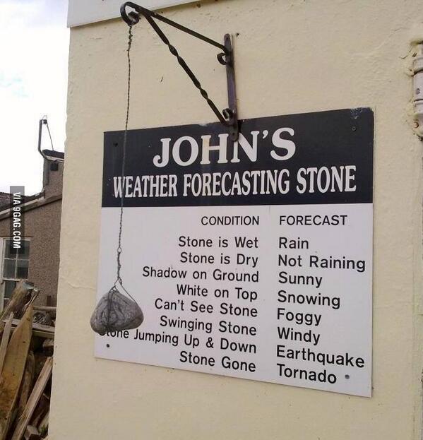 100% accurate weather forecasting stone 9gag.com/gag/a2Nx06d?re… via <a href="/9GAG/">9GAG ❤️ Memeland</a>