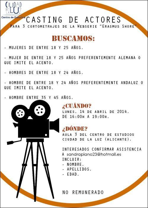 CECDL's tweet image. Feliz lunes!! Hoy tenemos casting de actores en nuestra escuela para la realización de la #Webserie "Erasmus Shore".