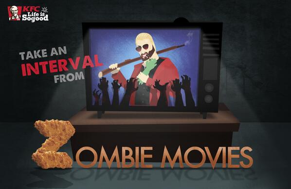 KFC_India's tweet photo. Many of u got d word "Zombie Movies" rite. But d lucky one's are @BeingRia @CrickyYash @kab_01 :) #KFCLifeIsSoGood http://t.co/Z3bRR8VNev
