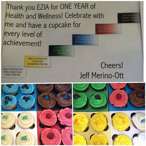 rg1nakoa's tweet image. It's Jeff's one year anniversary being #EZIAtrained and HE made US cupcakes. One flavor for every level and choco...