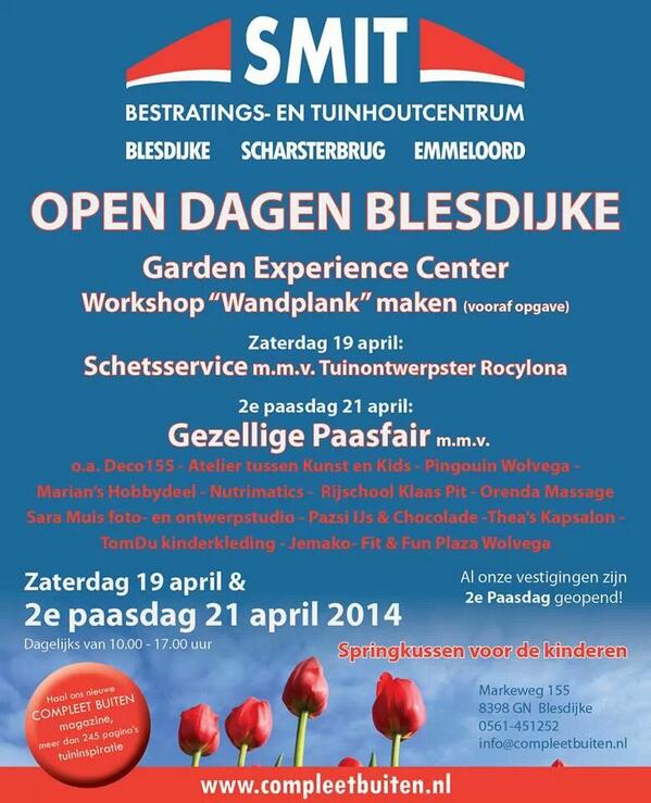 Gezellig uitje 2e #paasdag? Bezoek onze Open Dagen in Blesdijke!