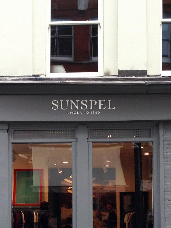 SVIDesign's tweet photo. Walking around #EastLondon this weekend, spotted #logotype we designed for Sunspel on their #Shoreditch shopfront— http://t.co/itxgFoy3gC