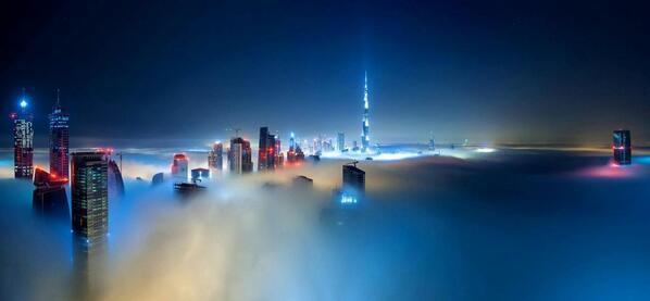 RyanNomados's tweet image. Dubai covered in the night's fog