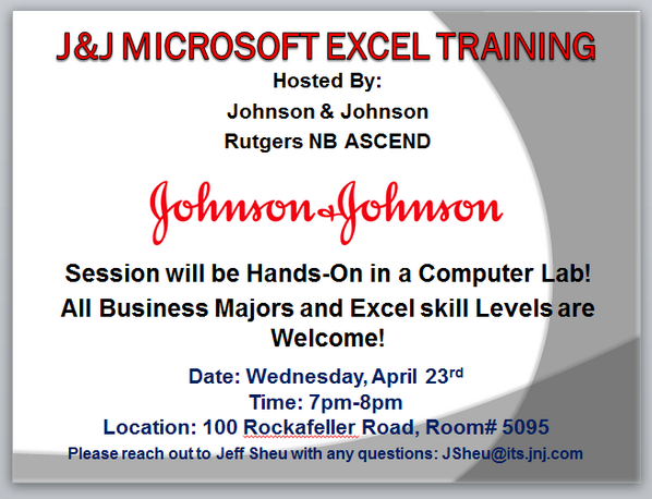 RBSNB's tweet photo. Johnson and Johnson teaches Excel to Rutgers Business School Students! http://t.co/4bmZyyncox