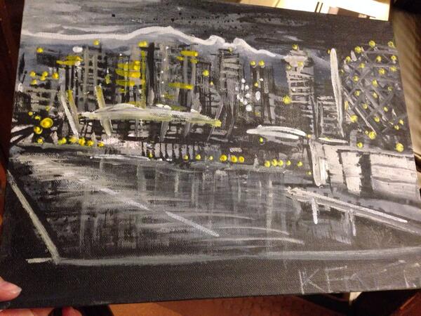 MissBC2013's tweet photo. Thank-you @KenFosterPaints for the beautiful view of Vancouver! #artist #Vancouver #DTESunited http://t.co/2jCE5HP0sn
