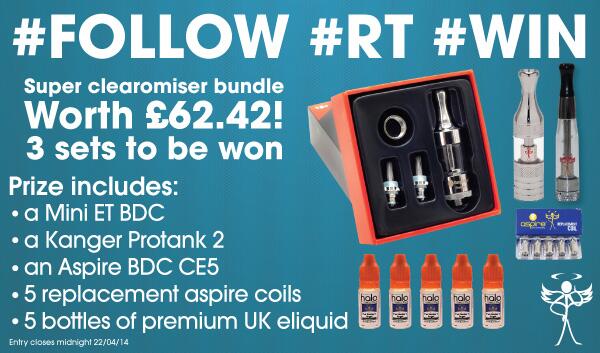 Click here ow.ly/vLIdM  #follow &amp; #RT for 3 chances to #win an #ecig clearomisers bundle worth over £60