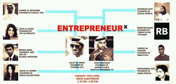 Come and join us at AUS tomorrow! “@MaryamAlQemzi: Don't miss "EntrepreneurX" tomorrow at AUS hosted by <a href="/Entrep_AUS/">EntrepreneurClub AUS</a> ”
