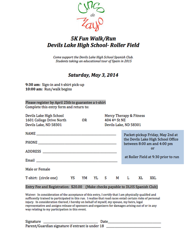 dlps_news's tweet photo. DLHS Spanish Club 5K Cinco de Mayo walk/run http://t.co/ynvmLnbg2k