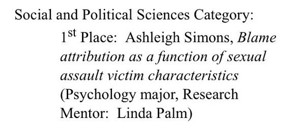 <a href="/CCUGrandStrand/">CCU - Grand Strand</a> <a href="/CCUHousing/">University Housing</a> RA Ashleigh won 1st Place in the Undergraduate Research Competition!! CONGRATS!