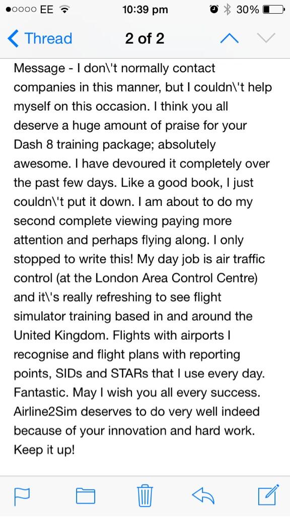 Airline2Sim's tweet image. Even real life aviation folks love our #Q400 training. Don't just take our word for it....