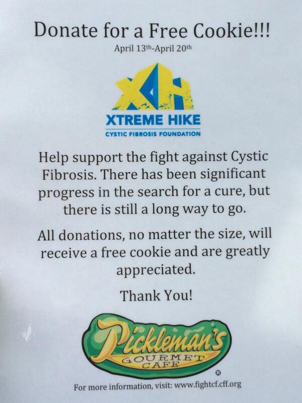 Help support the fight against Cystic Fibrosis! Every donation will receive a free cookie! @FoundationCare