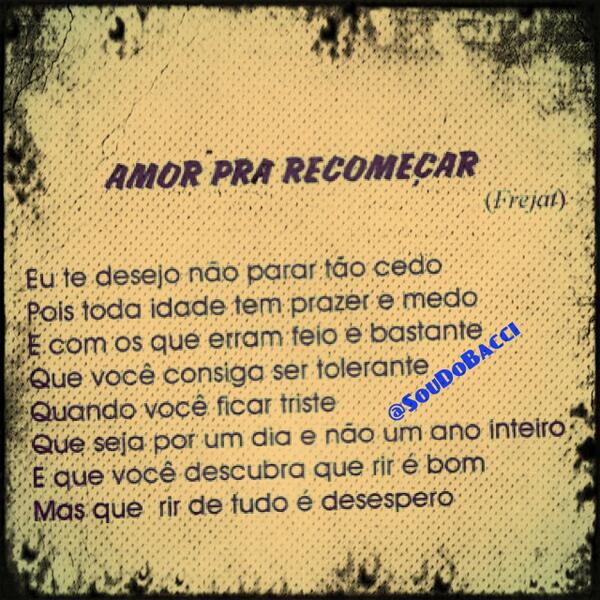 SouDoBacci's tweet photo. ♫ ♪Amor pra recomeçar ♫♪ ti desejo @luizbacci  beijos :) http://t.co/oQmJsdiu5O