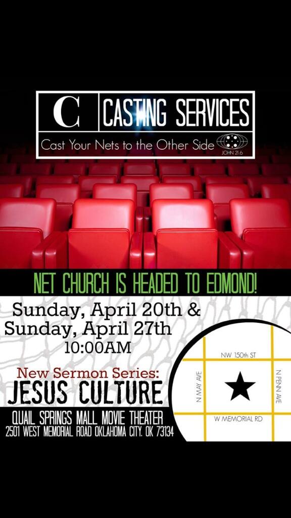 TheNetChurchOKC's tweet image. New location, One service time: Join us at 10:00am Easter Sunday Morning at Quail Springs Mall. #CastingTheNet