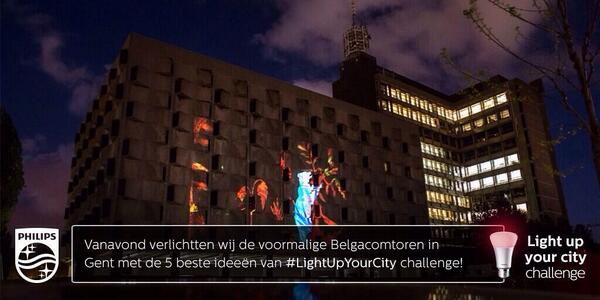 freemzmedia's tweet image. De kop is eraf! Opnames in Gent voor Philips Light up the city challenge! Andere steden zijn oa Rotterdam &amp;amp; Amsterdam