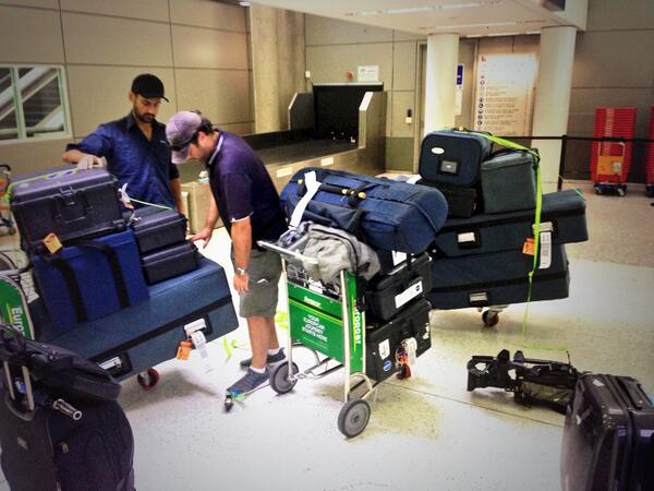 JoshHoltTEN's tweet image. This is how much gear we took to #TCITA in North QLD! Good effort lads! #excessbaggage @tennewsqld @channeltennews