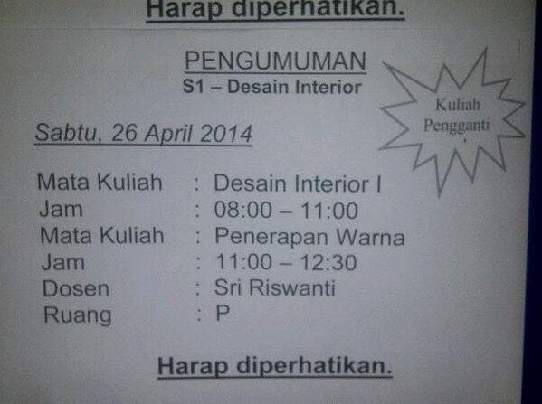 PENGUMUMAN.....
MOHON DIPERHATIKAN