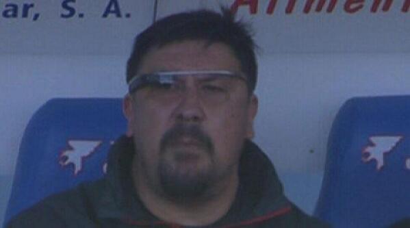 LexisSport's tweet image. Atletico Madrid assistant coach German Burgos wore Google Glass during a game for live stats. The future of coaching?