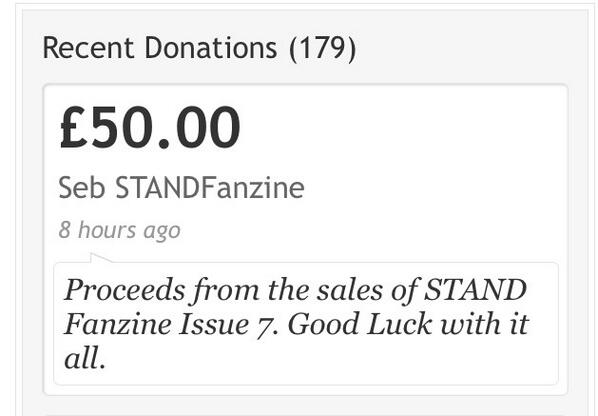 STANDfanzine's tweet image. We just sent £50 to #savehufc gofundme.com/SaveHUFC . Cheers to all who bought #standissue7 when we did pledge.