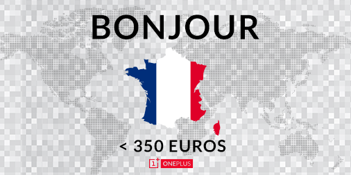 oneplus's tweet photo. Bonjour France! OnePlus One will be available in your country for under 350€! Share your love http://t.co/yTJe7pZ1RC http://t.co/ZpidZyTaOR