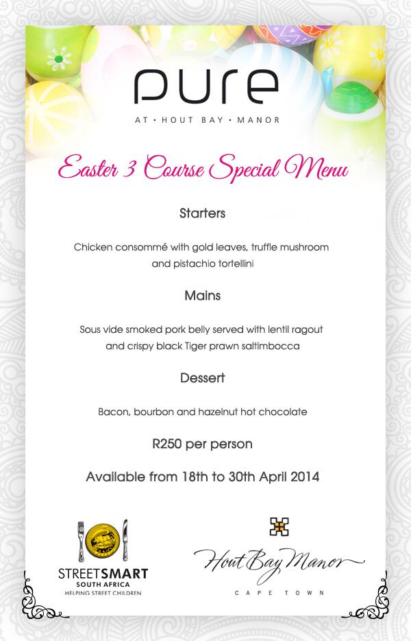 PureRestaurant's tweet photo. Hop on over to #Pure for our Egg-stra special 3-course #Easter menu! #food @HoutBayInfo http://t.co/Zwis9R6W4v