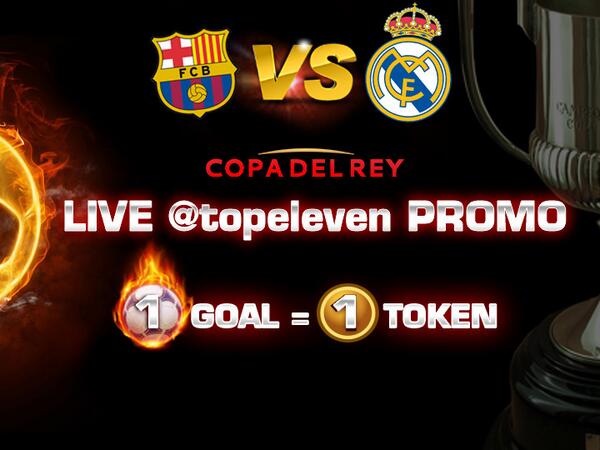 topeleven's tweet photo. Tomorrow, for each goal scored in the Copa Del Rey Final we'll tweet a 1 TOKEN PROMO code.The code expires after 5min http://t.co/q6D8R1rwM4