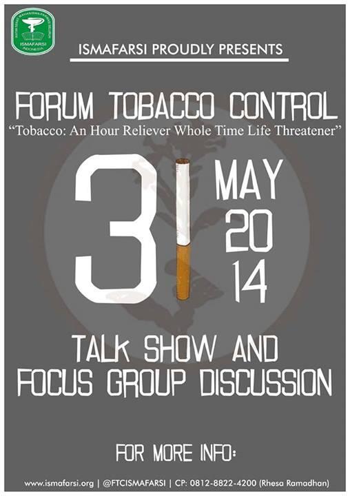 ISMAFARSI's tweet image. [INFO] Forum Tobacco Control ISMAFARSI (@FTCISMAFARSI) dalam bentuk &quot;Talk Show dan FGD&quot; pada 31 Mei 2014. #FTC2014