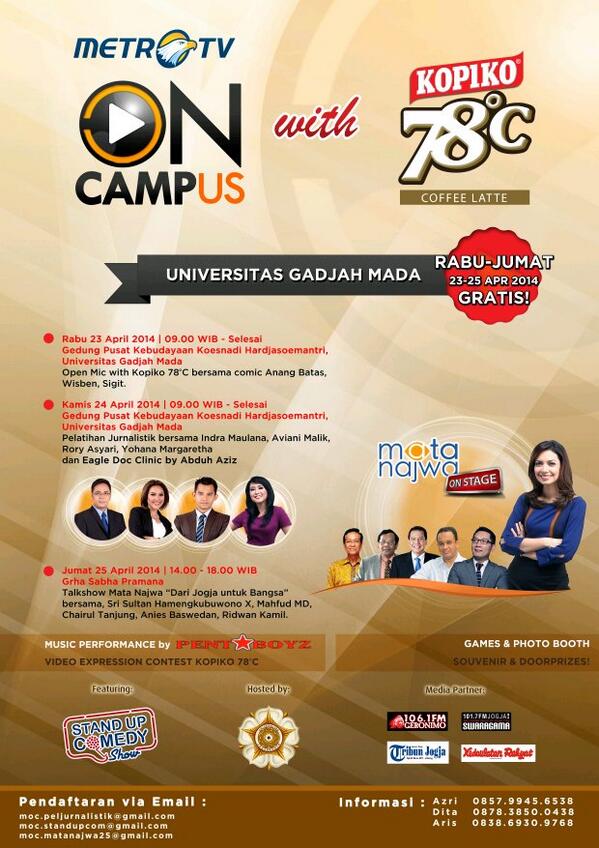 Ini dia info kegiatan dan alamat email utk pendaftaran penonton.